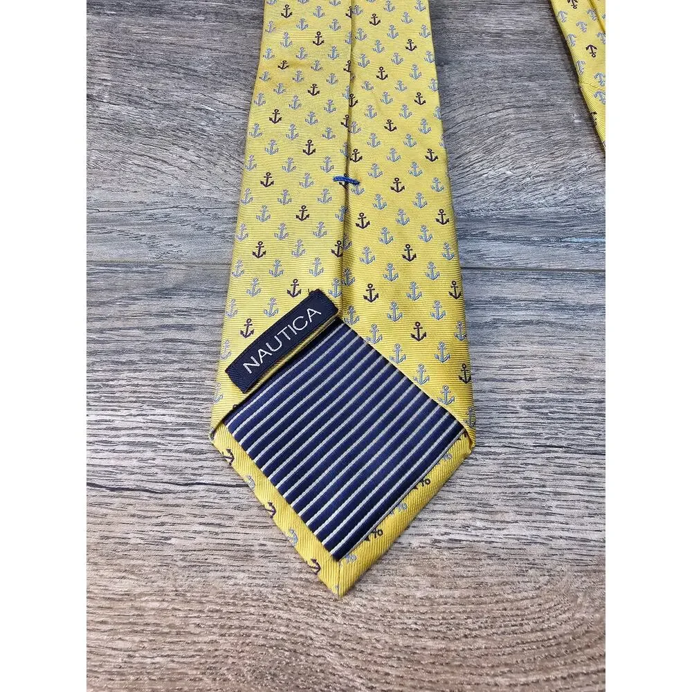 Nautica Silk Yellow Blue Geometric Men's Necktie